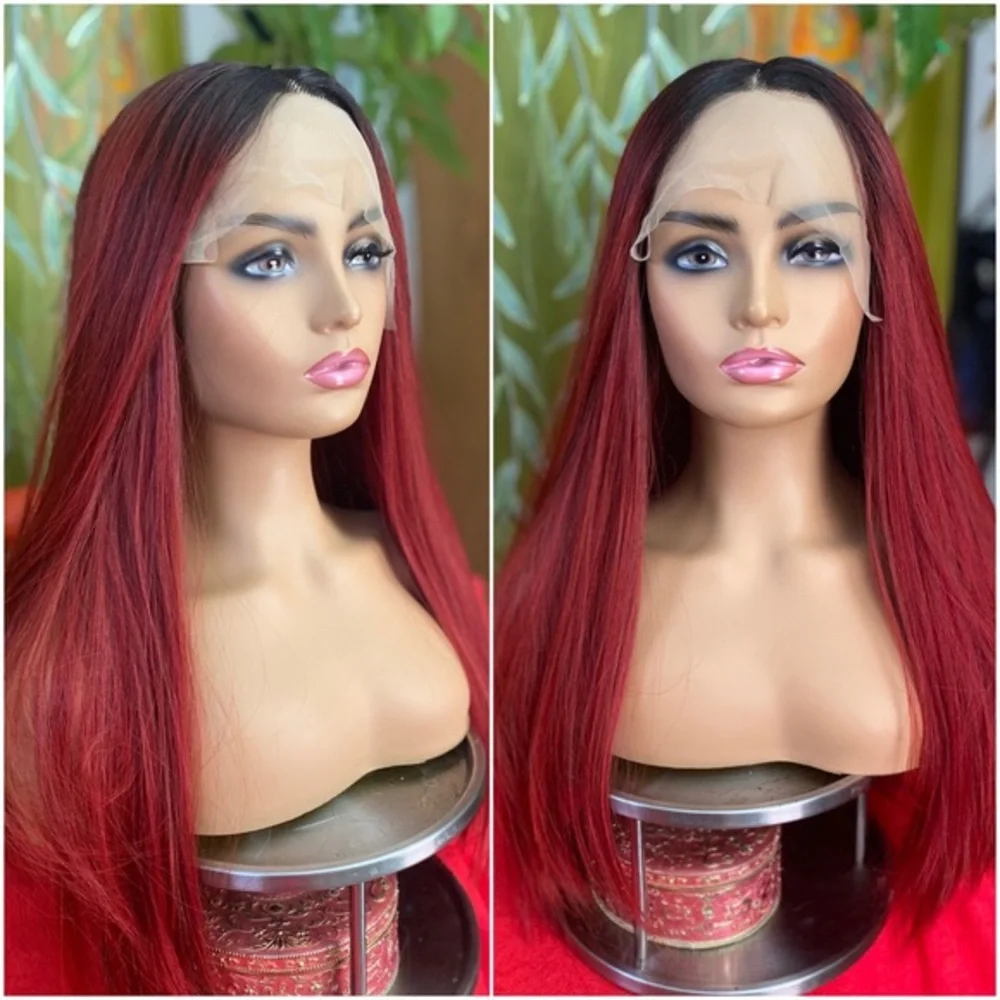 vampire red black lace front wig